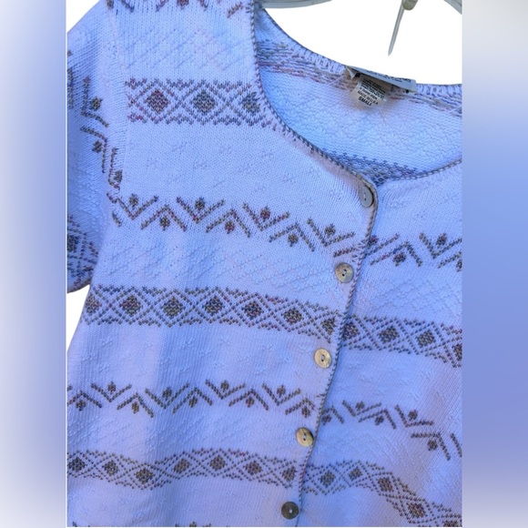 Vintage Reba Rose White Button Up Short Sleeve Sweater Small cottagecore - Picture 2 of 6
